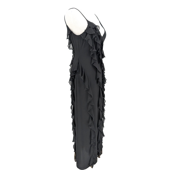 NBD Revolve Nehna Sheer Cascading Ruffle Slip Maxi Gown XS Gothic Fairy Glam - Picture 5 of 15